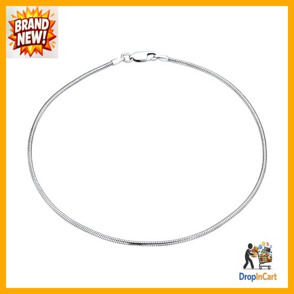 Sterling Silver Snake Chain Anklet Classic Minimal Elegant Stackable Bracelet